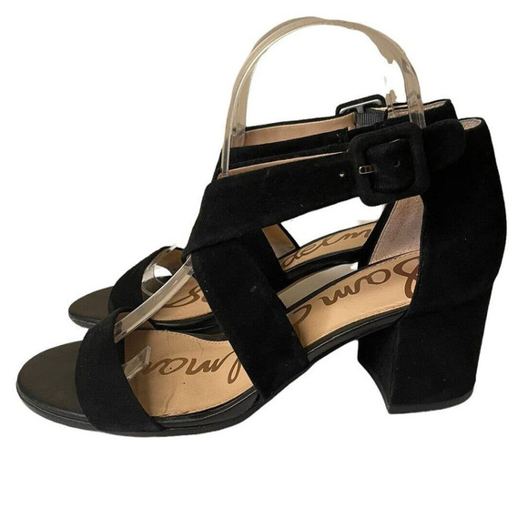 Sam Edelman Sonia Black Suede Strappy 2 Inch Block Heel Sandals 7.5 HoCo Prom - Picture 2 of 8